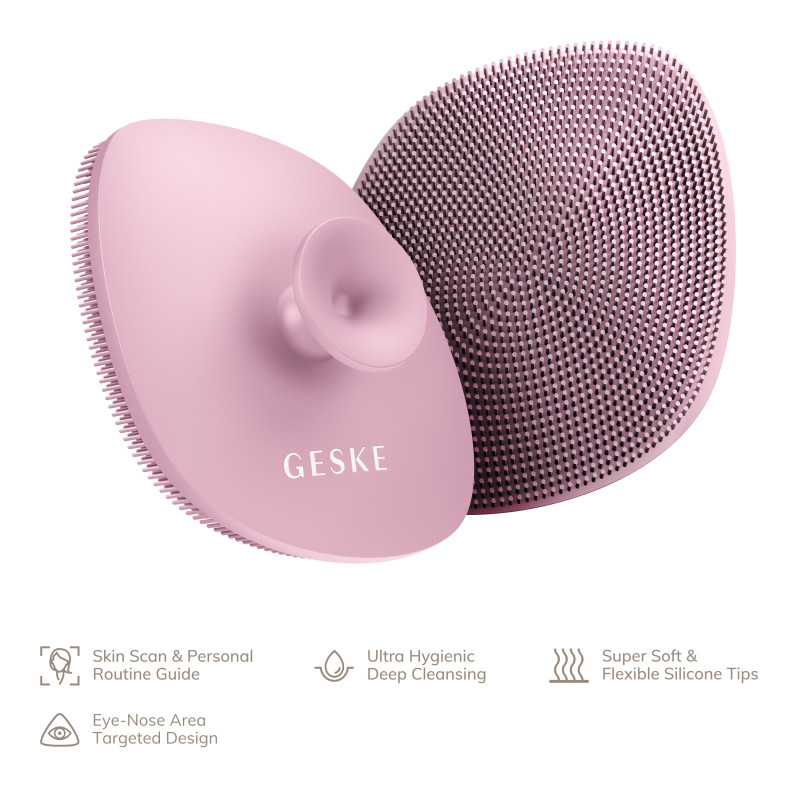 Щітка для обличчя GESKE Facial Brush 4 в 1 з тримачем pink
