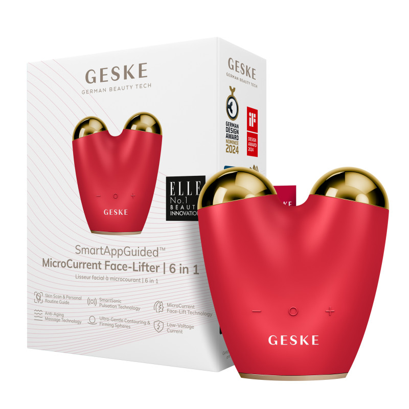 Мікрострумовий підтягувач обличчя GESKE MicroCurrent Face-Lifter 6 в 1 red