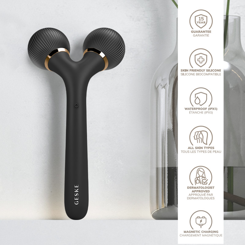 Електронний ультразвуковий ролик для обличчя та тіла GESKE Sonic Facial&Body Roller gray
