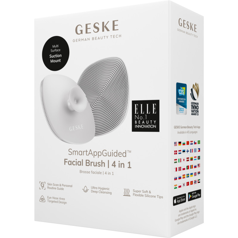 Щітка для обличчя GESKE Facial Brush 4 в 1 з тримачем white