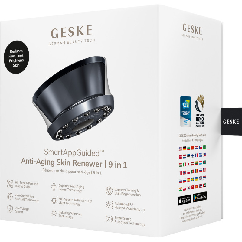 Антивіковий LED-випромінювач для відновлення шкіри обличчя GESKE Anti-Aging Skin Renewer 9в1 black
