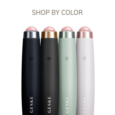 Ручка-масажер для обличчя з рожевим кварцом GESKE SmartAppGuided Sonic Rose Quartz LED Depuffing Pen 8in1 gray