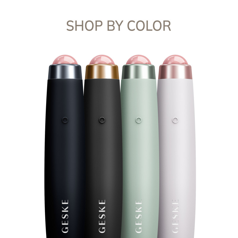 Ручка-масажер для обличчя з рожевим кварцом GESKE SmartAppGuided Sonic Rose Quartz LED Depuffing Pen 8in1 gray