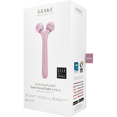 Електронний ультразвуковий ролик для обличчя GESKE Sonic Facial Roller 4 в 1 pink