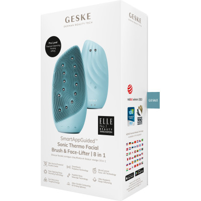 Очищувальна щітка для обличчя GESKE Sonic Thermo Facial Brush&Face-Lifter 8 в 1 turquoise