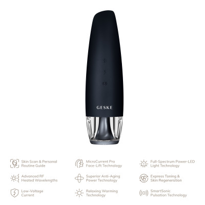 Антивіковий LED-випромінювач для відновлення шкіри обличчя GESKE Anti-Aging Skin Renewer 9 в 1 black
