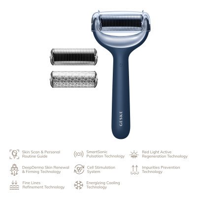 Електронний ролер для обличчя та тіла з мікроголками GESKE MicroNeedle Face&Body Roller 8 в 1 midnight