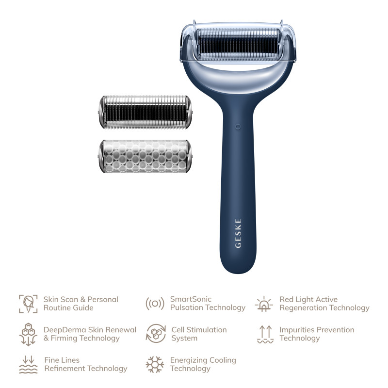 Електронний ролер для обличчя та тіла з мікроголками GESKE MicroNeedle Face&Body Roller 8 в 1 midnight