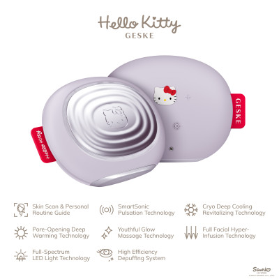 Ультразвукова маска тепло та холод GESKE Sonic Warm&Cool Mask 8 в 1 by Hello Kitty purple