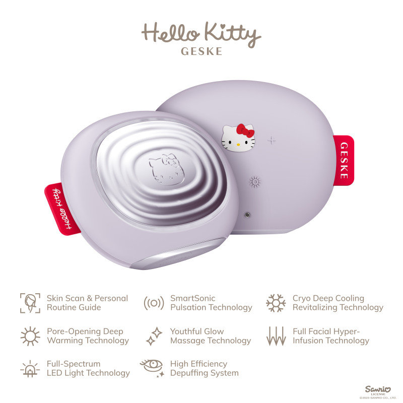 Ультразвукова маска тепло та холод GESKE Sonic Warm&Cool Mask 8 в 1 by Hello Kitty purple