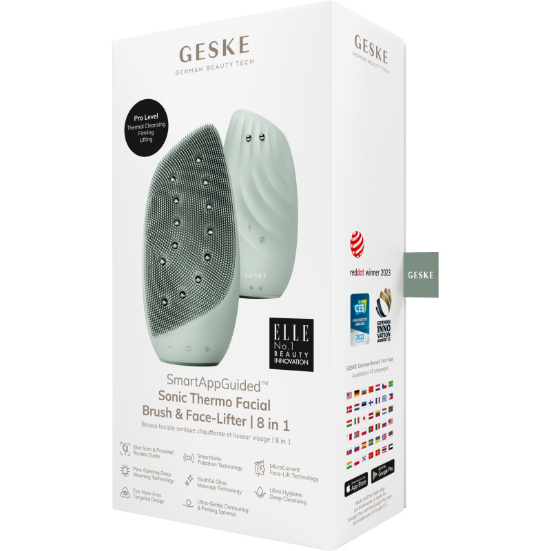 Очищувальна щітка для обличчя GESKE Sonic Thermo Facial Brush&Face-Lifter green