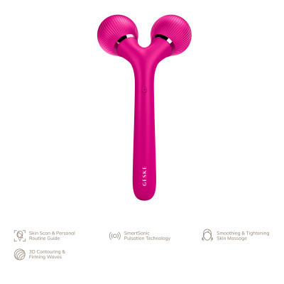 Електронний ультразвуковий ролик для обличчя та тіла GESKE Sonic Facial&Body Roller 4 в 1 magenta