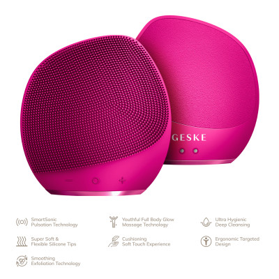 Ультразвукова щітка для тіла та інтенсивний пілінг GESKE Sonic Body Brush&Intensive Exfoliator 7 в 1 magenta