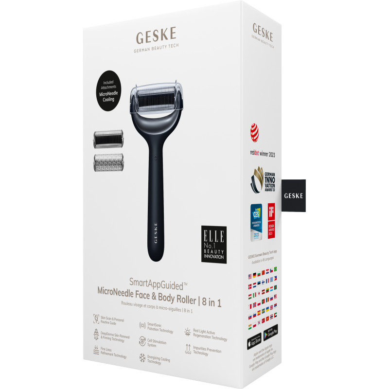 Електронний ролер для обличчя та тіла з мікроголками GESKE MicroNeedle Face&Body Roller black