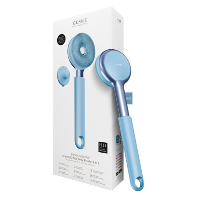 Звукова світлодіодна щітка для всього тіла GESKE Sonic LED Full-Body Brush&Intensive Exfoliator 9 в 1 aquamarine