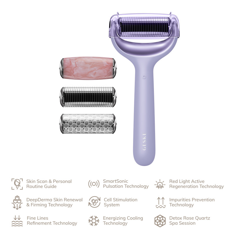 Ролер для голкової мезотерапії обличчя та тіла GESKE MicroNeedle Face&Body Roller 9 в 1 purple