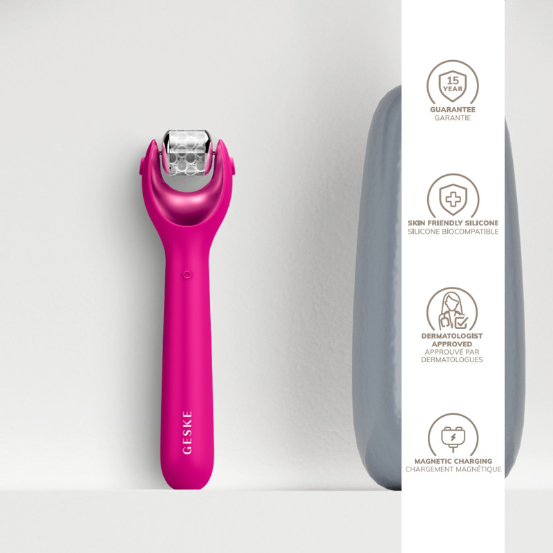 Електронний ролер для обличчя з мікроголками GESKE MicroNeedle Face Roller 9 в 1 magenta
