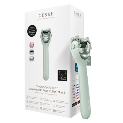 Електронний ролер для обличчя з мікроголками GESKE MicroNeedle Face Roller 9 в 1 green