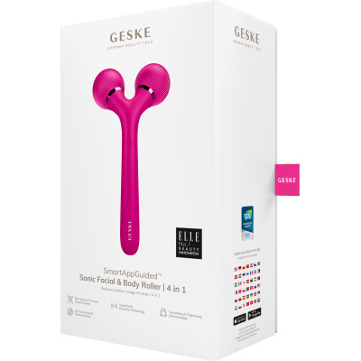 Електронний ультразвуковий ролик для обличчя та тіла GESKE Sonic Facial&Body Roller 4 в 1 magenta