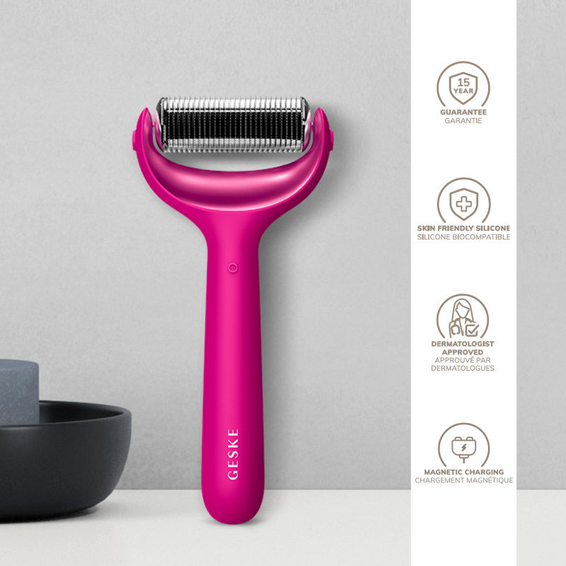 Електронний ролер для обличчя та тіла з мікроголками GESKE MicroNeedle Face&Body Roller magenta