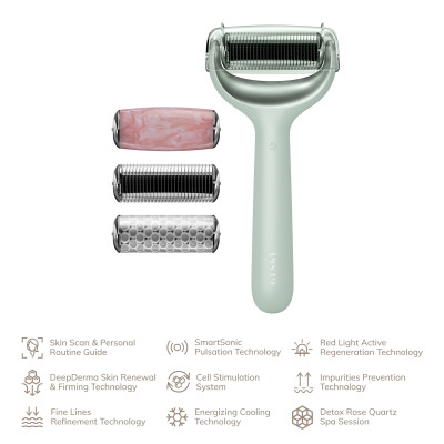 Ролер для голкової мезотерапії обличчя та тіла GESKE MicroNeedle Face&Body Roller 9 в 1 green