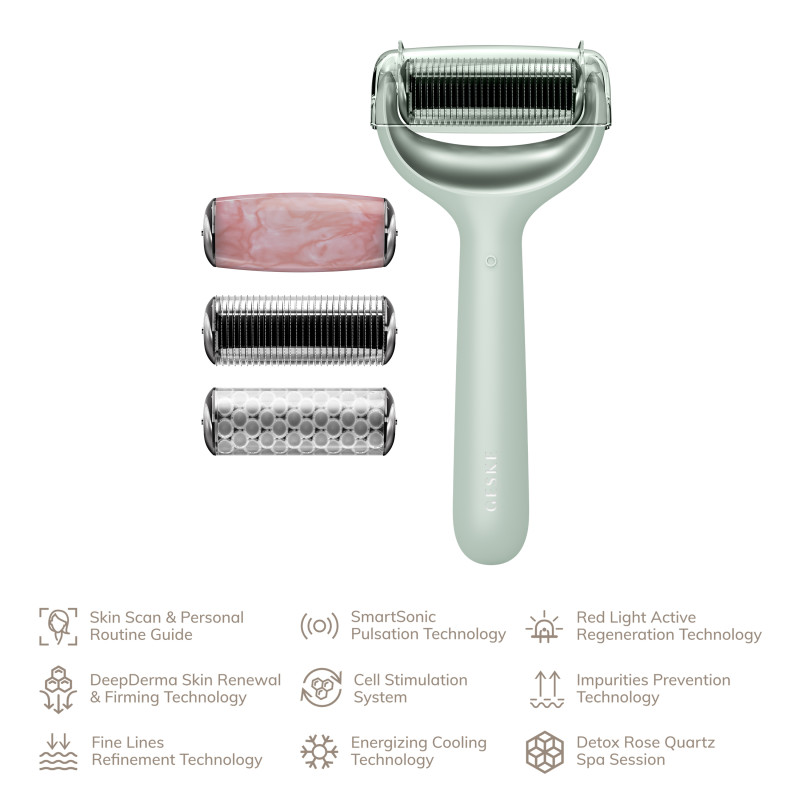 Ролер для голкової мезотерапії обличчя та тіла GESKE MicroNeedle Face&Body Roller 9 в 1 green