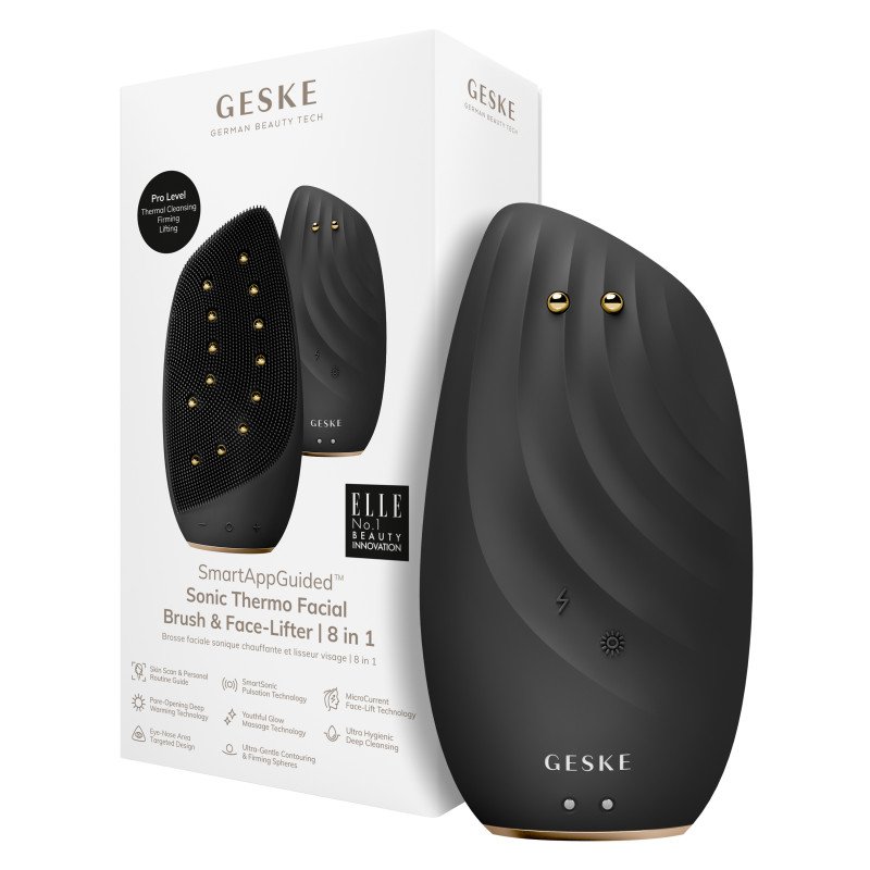 Очищувальна щітка для обличчя GESKE Sonic Thermo Facial Brush&Face-Lifter 8 в 1 gray