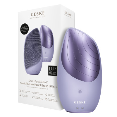 Електронна звукова термощітка для обличчя GESKE Sonic Thermo Facial Brush 6 в 1 purple