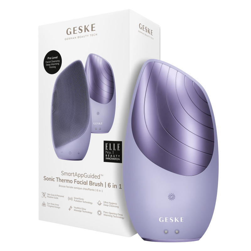 Електронна звукова термощітка для обличчя GESKE Sonic Thermo Facial Brush 6 в 1 purple