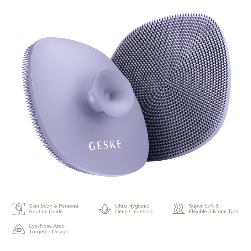 Щітка для обличчя GESKE Facial Brush 4 в 1 з тримачем purple