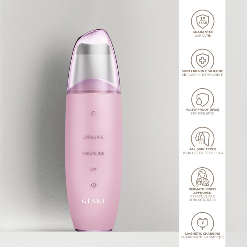 Мікрострумовий скрабер для шкіри та усунення чорних точок GESKE MicroCurrent Skin Scrubber&Blackhead Remover pink