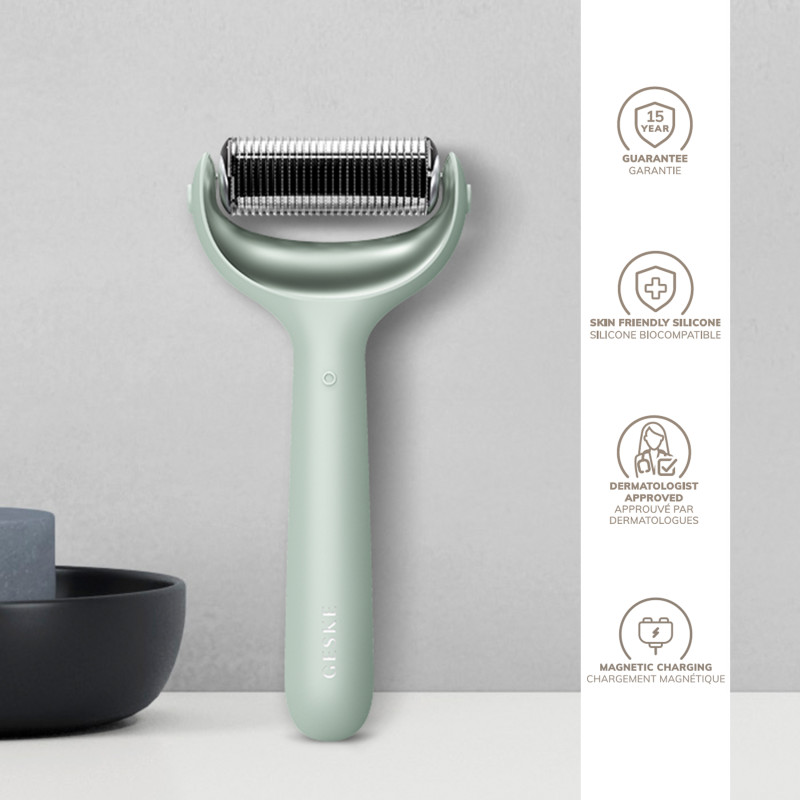Електронний ролер для обличчя та тіла з мікроголками GESKE MicroNeedle Face&Body Roller 8 в 1 green