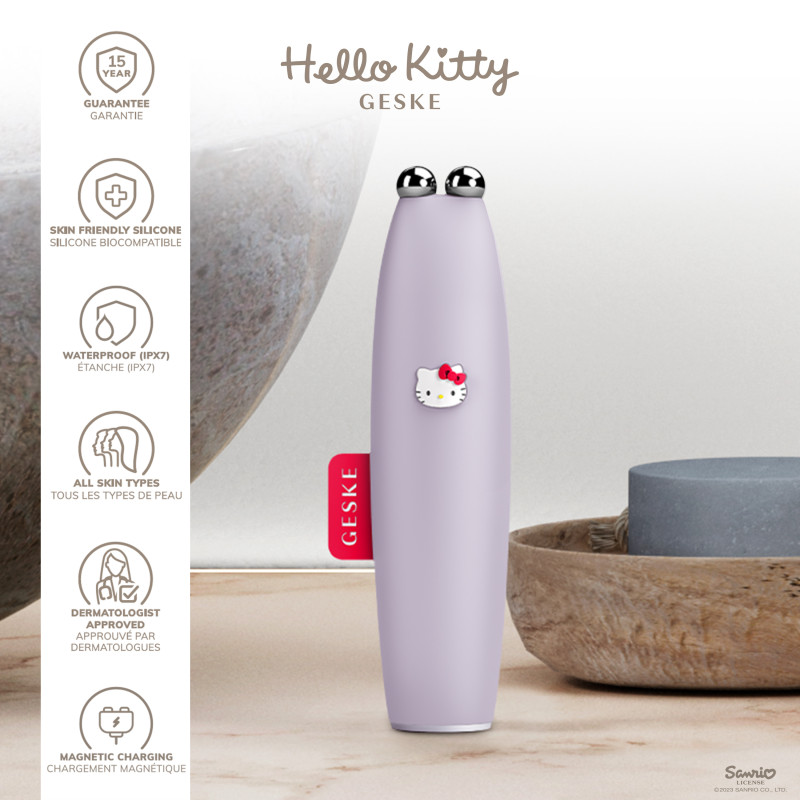 Мікрострумова ручка для підтяжки обличчя GESKE MicroCurrent Face-Lift Pen by Hello Kitty purple