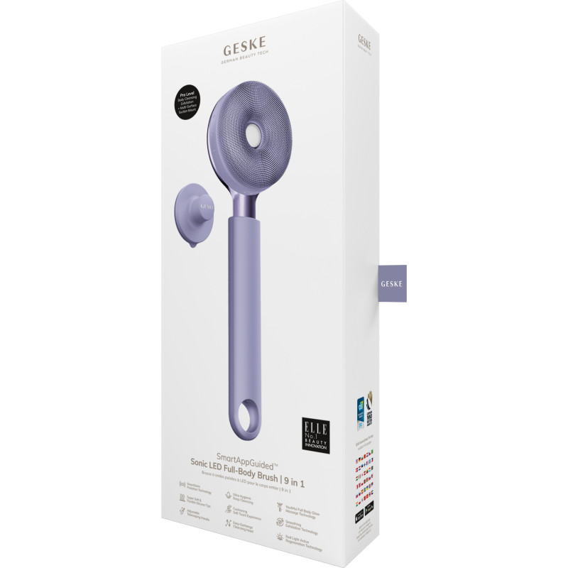 Звукова світлодіодна щітка для всього тіла GESKE Sonic LED Full-Body Brush&Intensive Exfoliator 9 в 1 purple