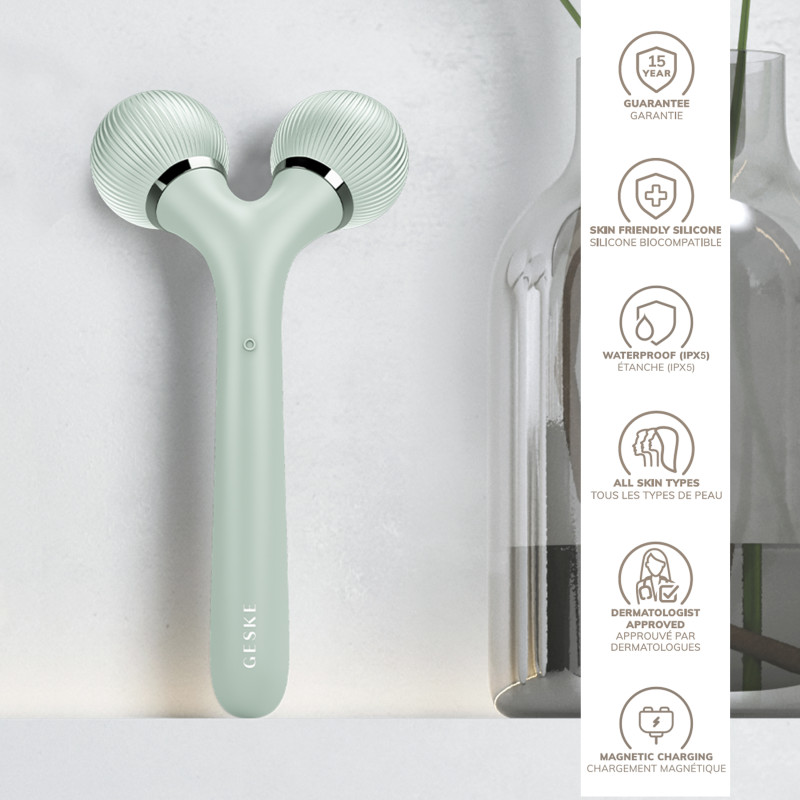 Електронний ультразвуковий ролик для обличчя та тіла GESKE Sonic Facial&Body Roller 4 в 1 green