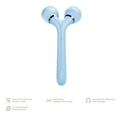 Електронний ультразвуковий ролик для обличчя та тіла GESKE Sonic Facial&Body Roller aquamarine