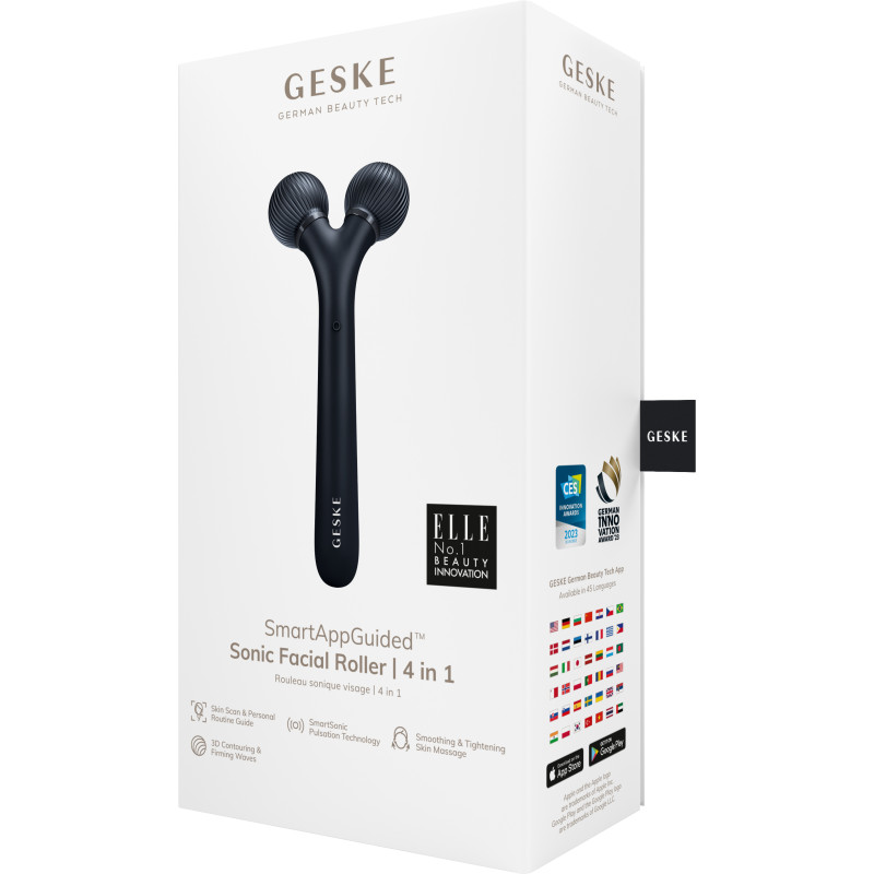 Електронний ультразвуковий ролик для обличчя GESKE Sonic Facial Roller black