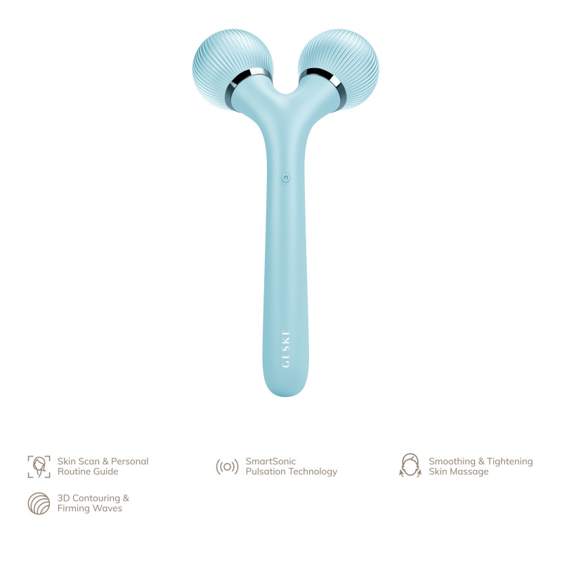 Електронний ультразвуковий ролик для обличчя та тіла GESKE Sonic Facial&Body Roller 4 в 1 turquoise