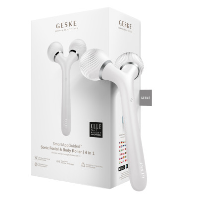 Електронний ультразвуковий ролик для обличчя та тіла GESKE Sonic Facial&Body Roller 4 в 1 white