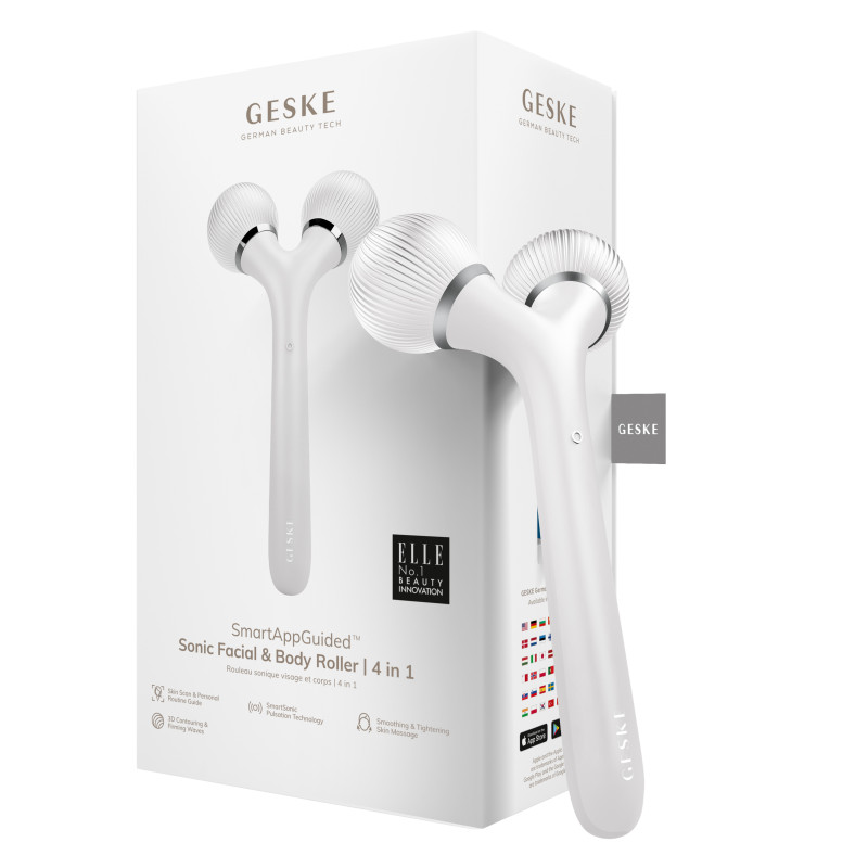 Електронний ультразвуковий ролик для обличчя та тіла GESKE Sonic Facial&Body Roller 4 в 1 white