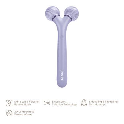 Електронний ультразвуковий ролик для обличчя GESKE Sonic Facial Roller 4 в 1 purple