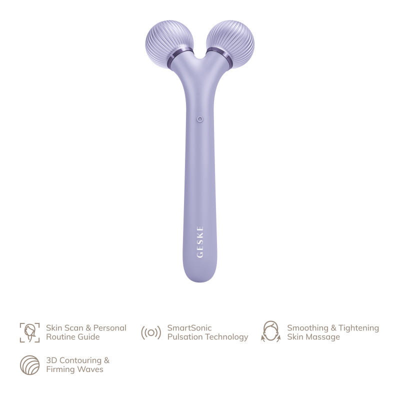 Електронний ультразвуковий ролик для обличчя GESKE Sonic Facial Roller 4 в 1 purple