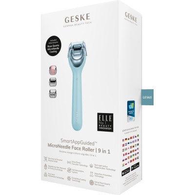 Електронний ролер для обличчя з мікроголками GESKE MicroNeedle Face Roller 9 в 1 turquoise