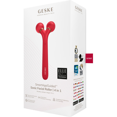 Електронний ультразвуковий ролик для обличчя GESKE Sonic Facial Roller 4 в 1 red