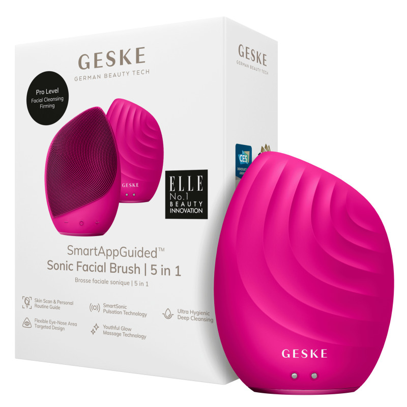 Електронна ультразвукова щітка для обличчя GESKE Sonic Facial Brush 5 в 1 magenta