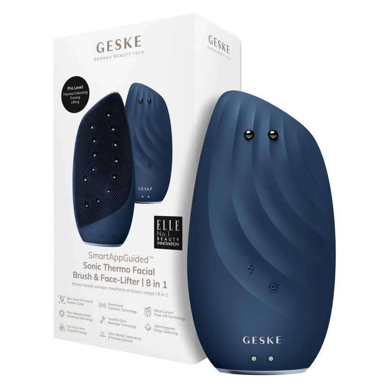 Очищувальна щітка для обличчя GESKE Sonic Thermo Facial Brush&Face-Lifter 8 в 1 midnight