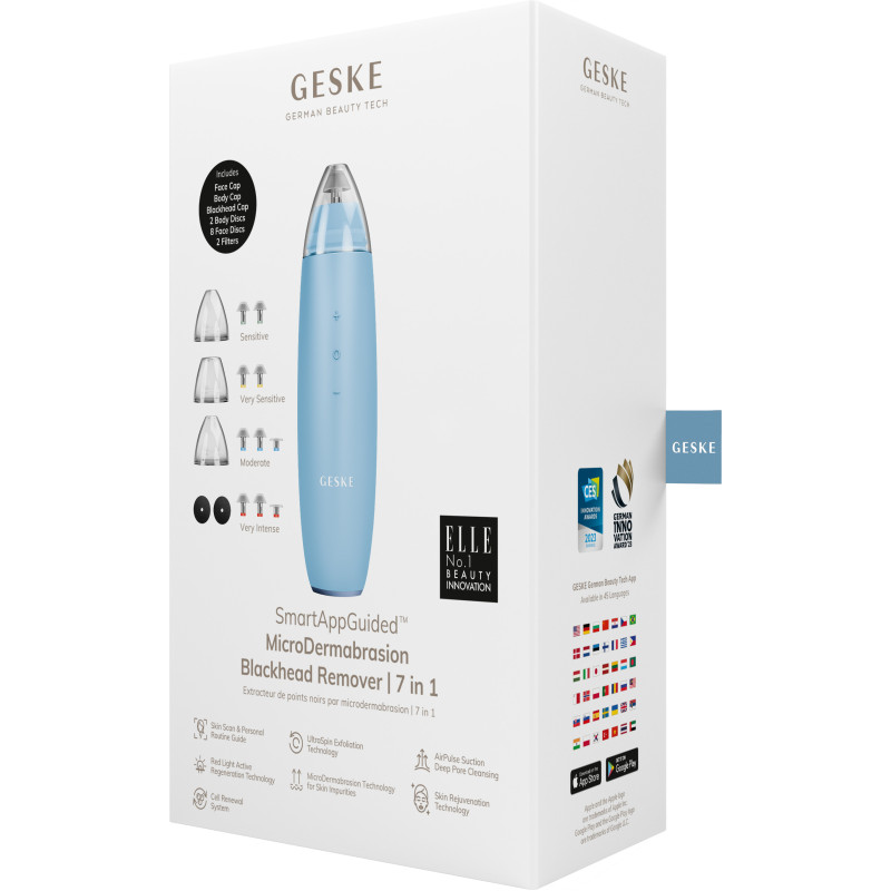 Мікродермабразійний пристрій для видалення чорних цяток GESKE MicroDermabrasion Blackhead Remover 7 в 1 aquamarine
