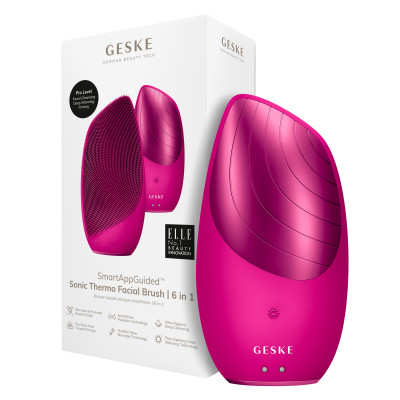 Електронна звукова термощітка для обличчя GESKE Sonic Thermo Facial Brush 6 в 1 magenta