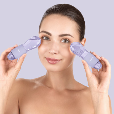 Подвійний масажер для очей GESKE Cool&Warm Duo Eye Massager purple