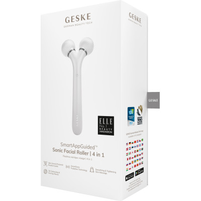 Електронний ультразвуковий ролик для обличчя GESKE Sonic Facial Roller 4 в 1 white